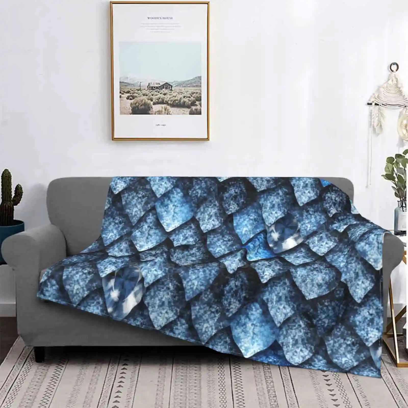 Luxury Dragon Scale Air Conditioning Blanket Travel Portable Blanket Gems Grunge Pattern Texture Dragon Nature Fish Animal