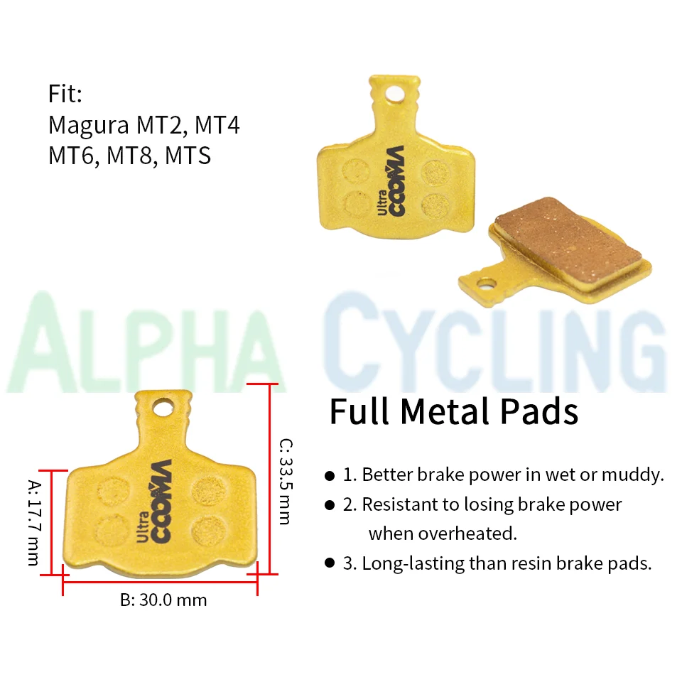 4 pares de metal completo, pastilhas de freio a disco de bicicleta para pinças magura mt2 mt4 mt6 mt8 mts