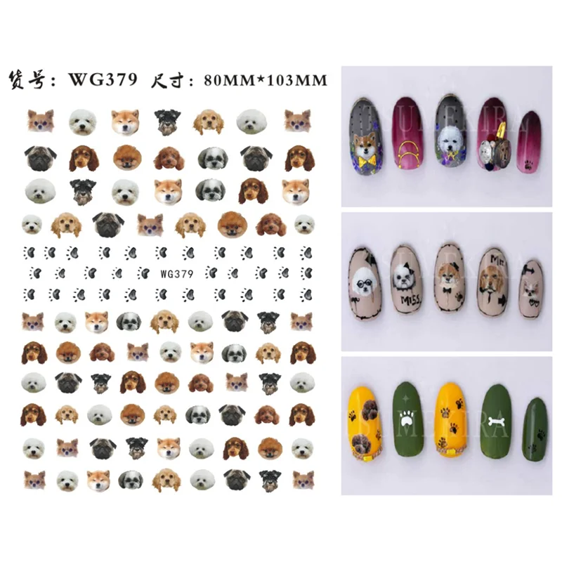 A pack of 10 sheets Cartoon cute dog anime nail stickers nail nail paper brand designer art nail stickers nail decoration