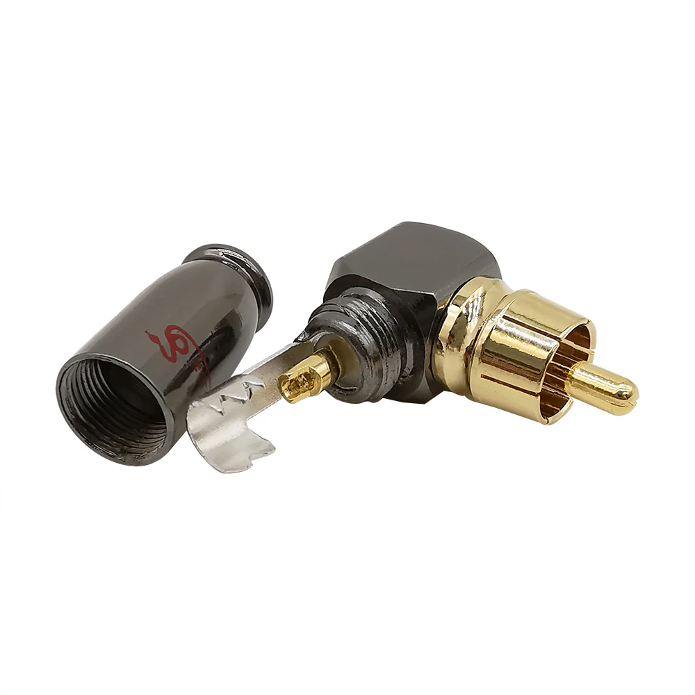 1Pcs Right Angle RCA Male Plug Audio Adapter L Shape 90 Degree RCA Plug Audio Video Speaker Converter Soldering Connector