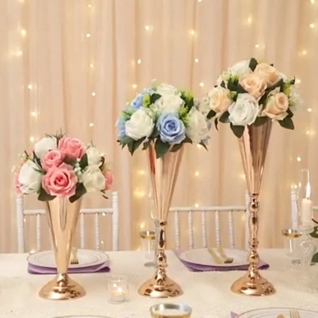 15pcs)High gold metal candelabra wedding candle holder qq363