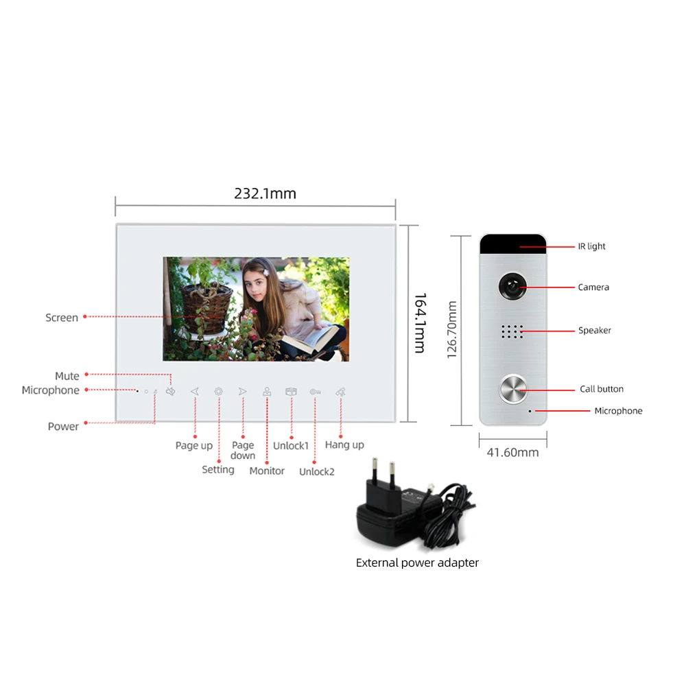Wired Video Intercom für Start System Wohnung 7 Inch Screen Monitor Türklingel Anruf Panel Sprechen Rekord Entsperren