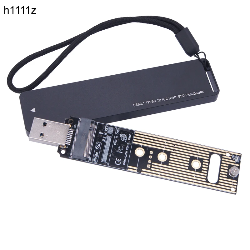 

M2 SSD Case NVME SSD Enclosure M.2 to USB 3.1 Type A Hard Drive Enclosure Case for 2230 2242 2260 2280 NVME PCI-E M Key SSD Disk