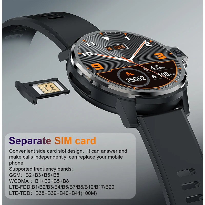 4G Smart watch RAM 4GB ROM 128GB Smart Watch Android 9.1 GPS Wifi Dual System Face ID 1050Mah Battery 1.6 Inch HD Watch Phone