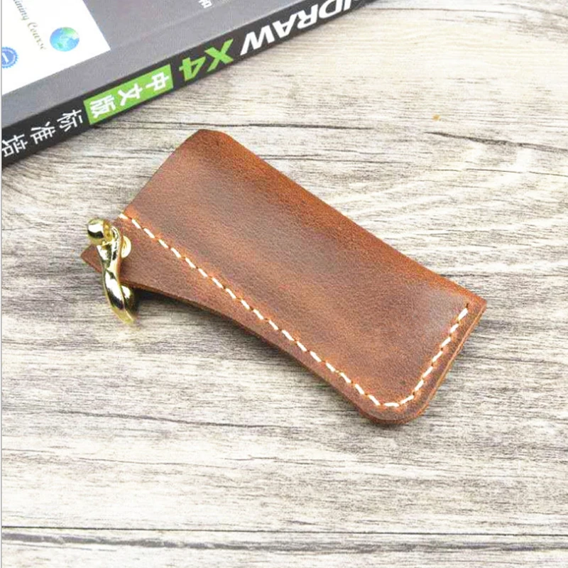 Genuine Handmade Cowhide Leather Lighter Case For Cricket Lighters Pouches Body Protection With Keychain Cigarette Accessories