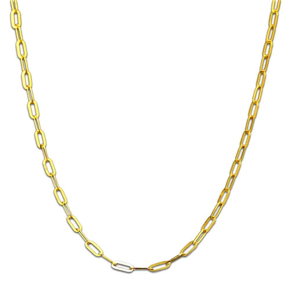 

RINYIN Fine Jewelry 18K Yellow Gold Necklace Wedding Engagement Oblong Rectangle Link Chain 16" - 36" (40cm-90cm) Dropshipping