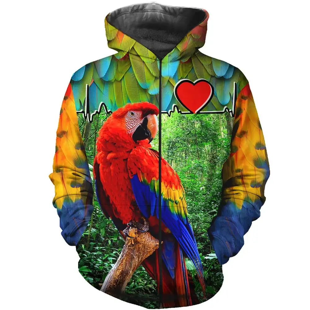 Love Parrot Macaw 3D 3D Printed Men Hoodies/sweatshirts Harajuku Fashion Hooded Autumn Long Sleeve streetwear sudadera hombre