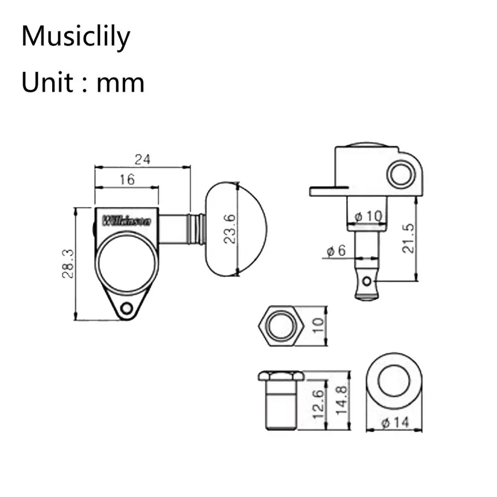 Wilkinson 3R3L Roto Style Sealed Guitar Tuners Machine Heads Tuning Pegs Keys Set for Gibson or Epiphone Les Paul, Gold