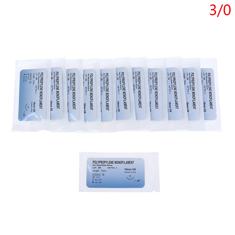 12pcs/set 75cm 2/0 3/0 Dental Surgical Needle Silk Medical Thread Suture Surgical Practice Kit