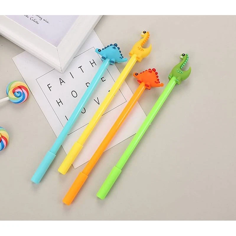 4 Pcs Cute dinosaur 0.5mm Gel Pen Kawaii animal Black ink Novelty Pen School Office Fountain Pen  Student kids Stationery gift