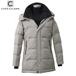 Chaqueta de plumón para hombre, abrigo grueso con capucha, informal, de alta calidad, con cremallera, de clase de ciudad, CC99821, para invierno