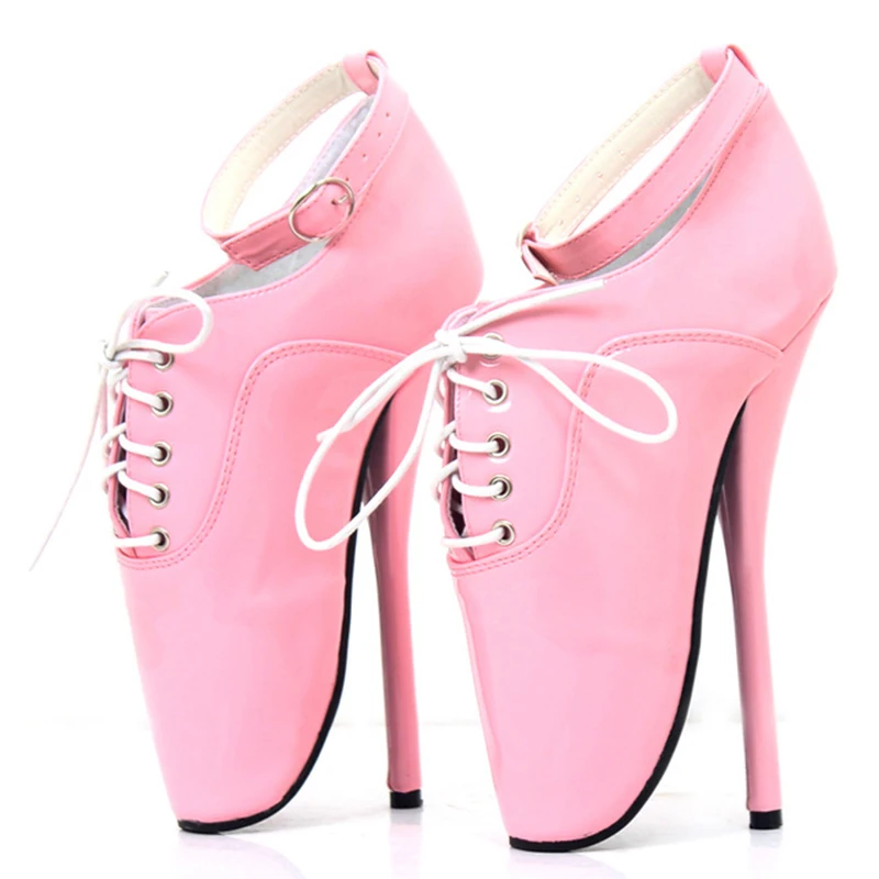 7 inch Super High Heel Shoes Ballet Heels Lace-up BDSM Sexy Fetish Shoes Unisex