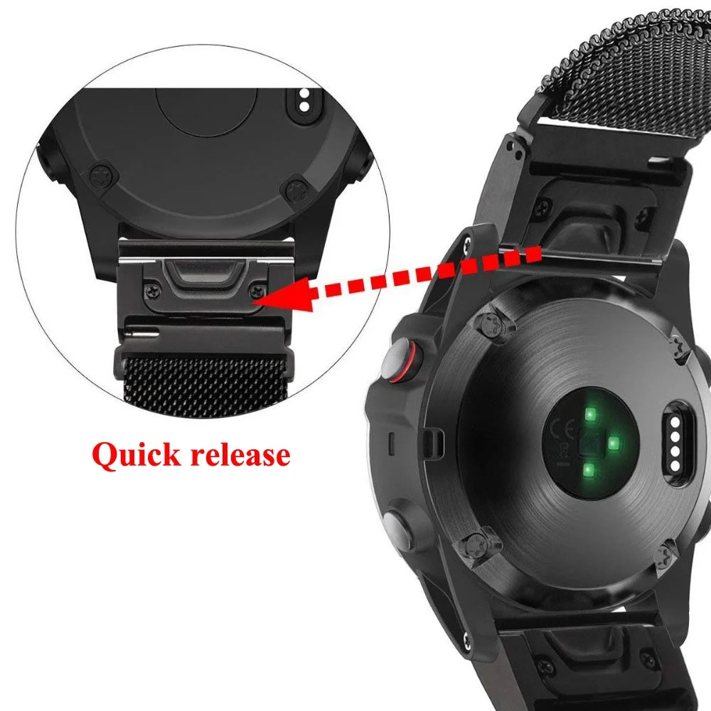 Correa de liberación rápida para Garmin Fenix 5X Plus 5 Fenix 6X Pro 6 3 HR Forerunner 935, banda de Metal milanesa de acero inoxidable