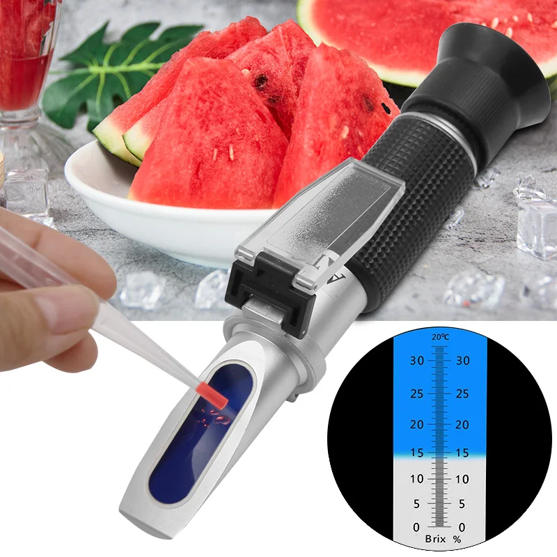 Handheld Refractometer sugar  concentration meter densimeter 0-32% Brix Saccharimeter Sugar Tester  Fruits Grapes ATC