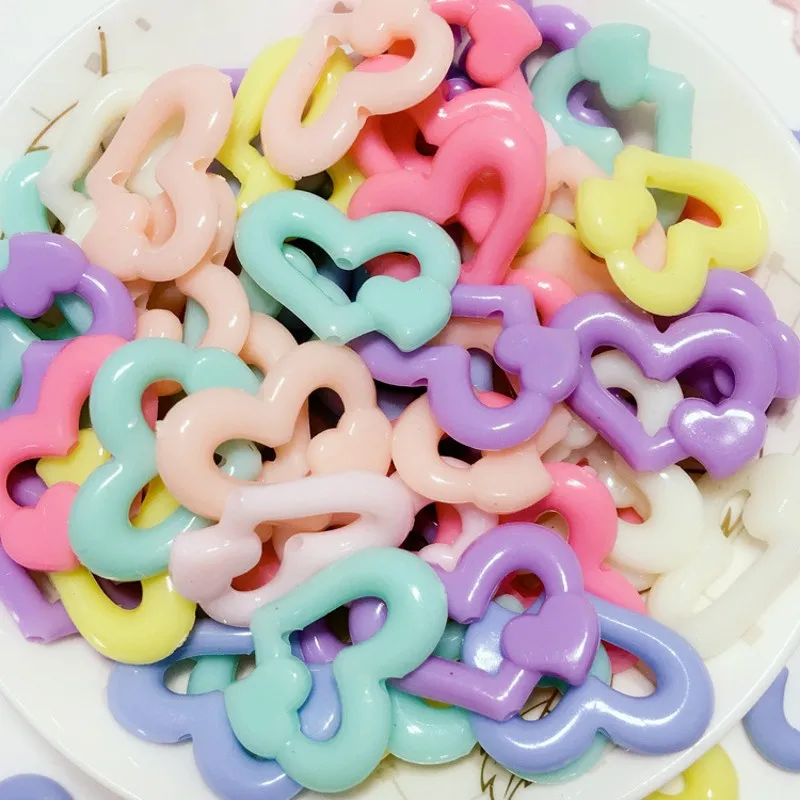 50Pcs 18*24mm Colorful Double Peach Heart Acrylic Beads For Jewelry Making DIY Necklace Bracelet Accessories