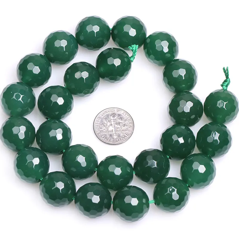 Natural Stone Green Agates Faceted Round Bead For Jewelry Making Strand 15 Inch DIY Bracelet Necklace 6mm 8mm 10mm