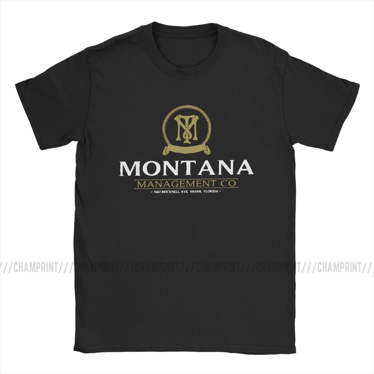 Montana Management Company Vintage Tee Shirt Scarface Pacino Gangster Movie T Shirt Round Neck Tops Plus Size Men\'s T-Shirt