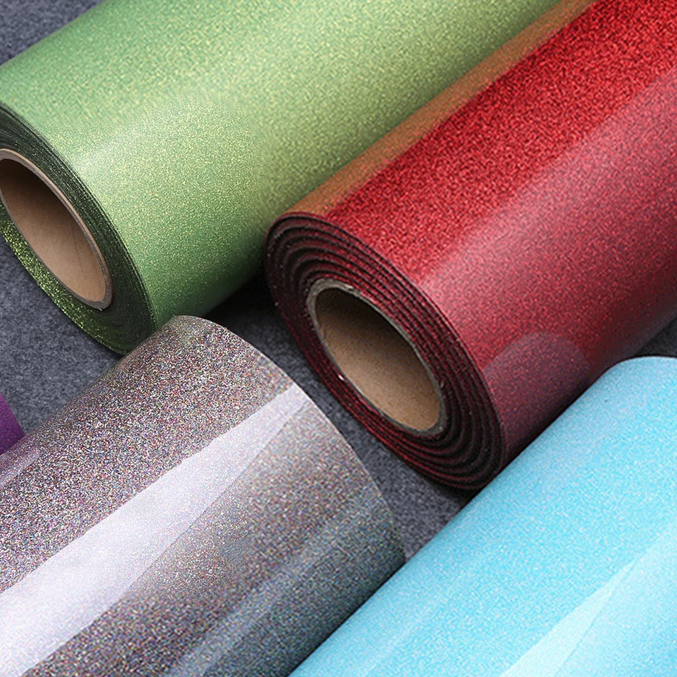 

Holographic Glitter Adhesive Permanent Craft Sticker HTV Iron on T-shirt Shining Laser Heat Transfer Vinyl DG01-20