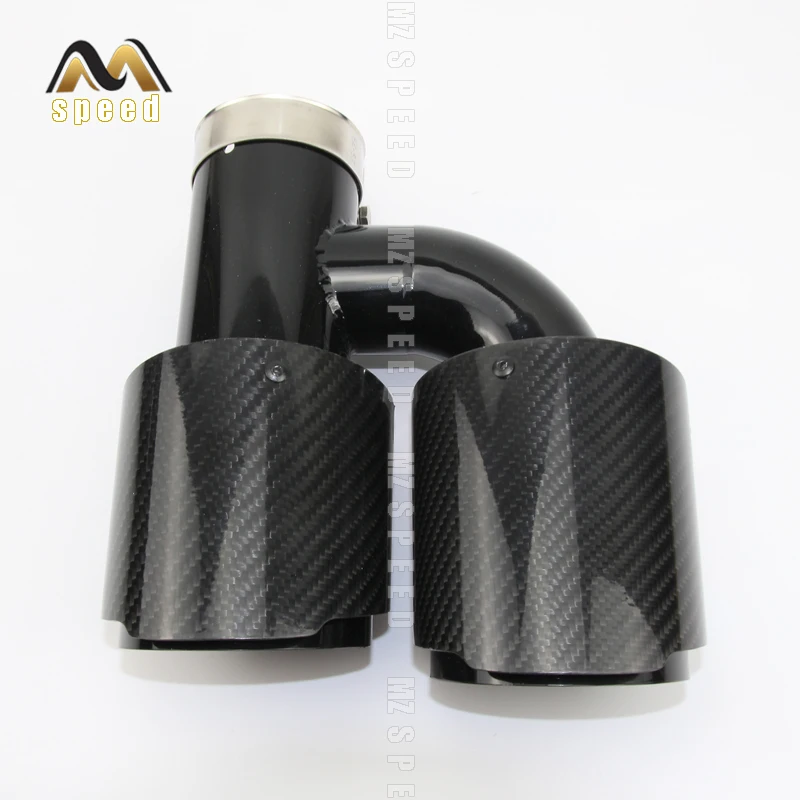 Car styling Modified exhaust pipe muffler tail throat 304 stainless steel and carbon fiber double outlet tail pipe