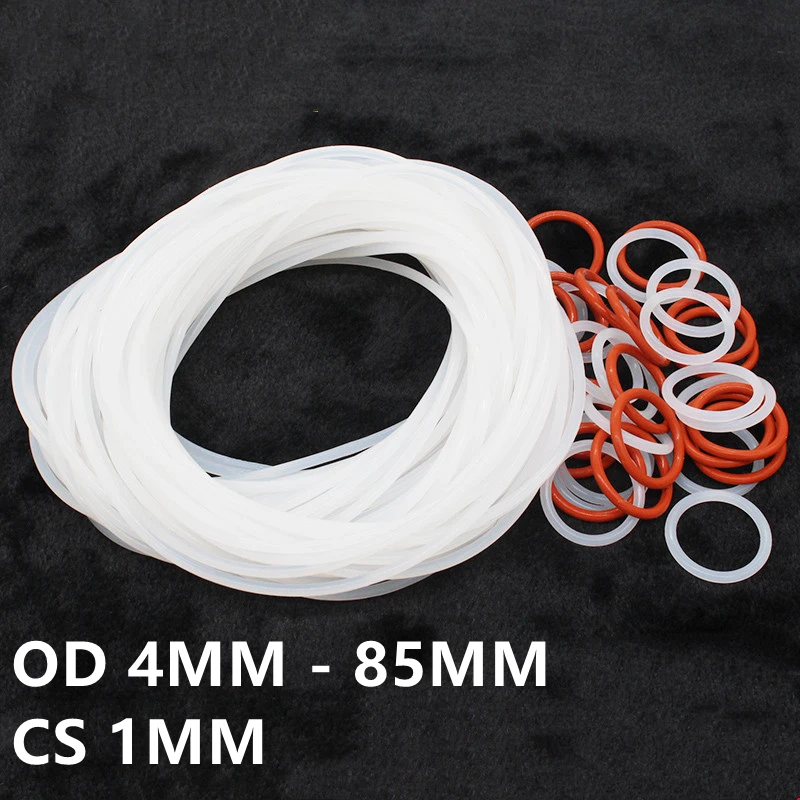 Custom CS 1mm VMQ O Rings 10x Silicon Rubber Washer Gasket OD 3mm - 35mm Heat Resist Translucent Red