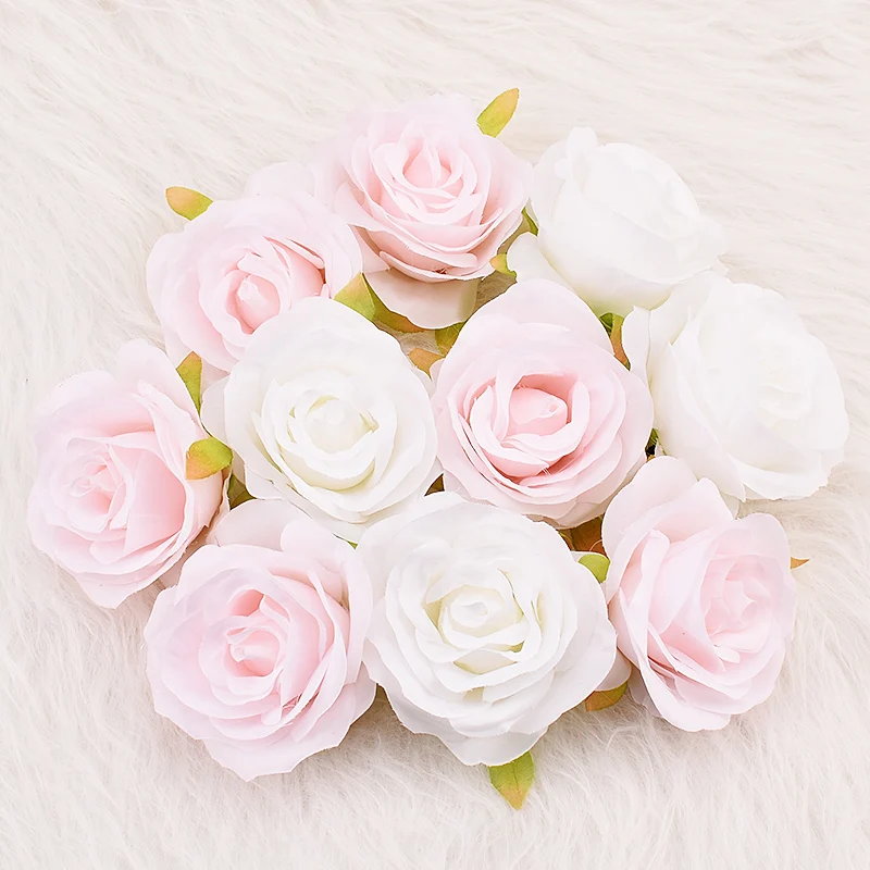 White Rose 30pcs/7-8cm Artificial Silk Flower Heads DIY Wedding Home Birthday Party Decoration Wreath Scrapbooking Fake Flowers