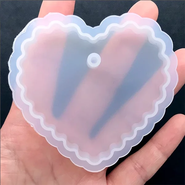 Big Scalloped Tag Silicone Mold Large Rectangular Tag Mold with Decorative Border Pressed Flower Jewellery Supplies Resin Crafts