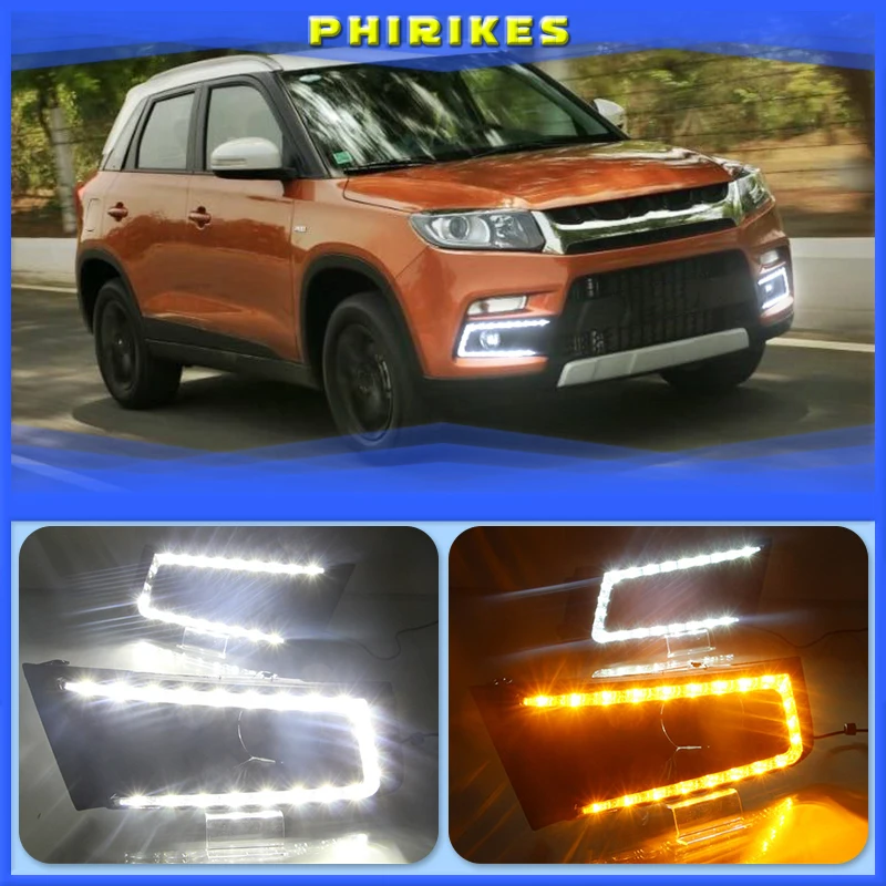 

for SUZUKI Vitara brezza 2015 - 2017 LED DRL Daytime Running Lights Daylight with yellow turn signal Styling light