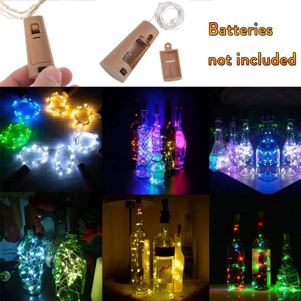 10 20 30 LED 1M 2M 3M Cork Shaped Silver Copper Wire String Fairy Light Wine Bottle for Glass Craft Christmas DIY Party Decor