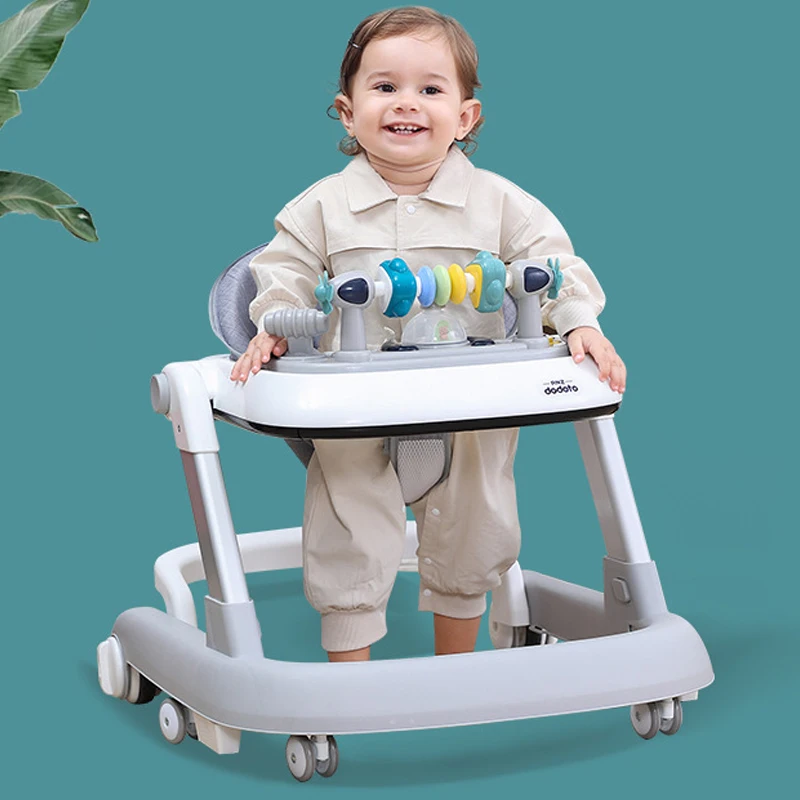 Andador 2 en 1 para bebé, carro de aprendizaje para caminar con música, plegable, cuatro ruedas, asistencia para caminar durante 6-24 meses