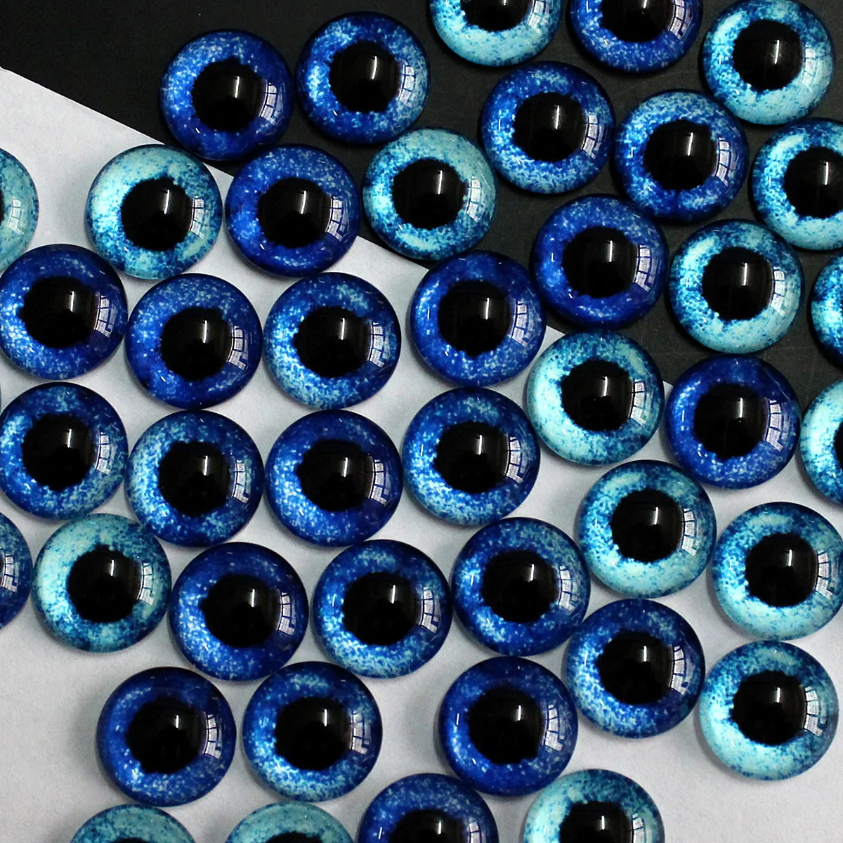 6 8 10 12 14 16 18 20 25mm  Random Mixed Dragon Cat Eyes Pattern Round Glass Cabochon Flatback Photo DIY Making Accessory Paired
