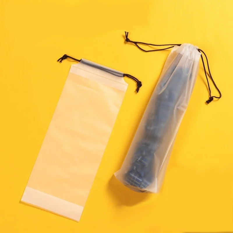 Matte Translucent Plastic Bag Umbrella Storage Bag Reusable Portable Umbrella Drawstring Storage Cover Home Storage Organizer