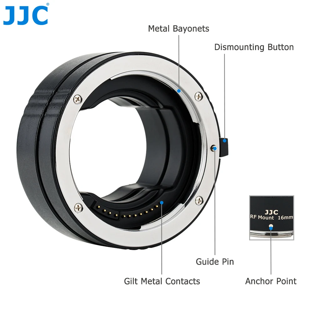 JJC-RF Monte Auto Foco Macro Extensão Anel de Tubo Set para Canon, R50, R7, R8, R5, R6, R10, EOS R, RP, R3, R6, Mark II, R100