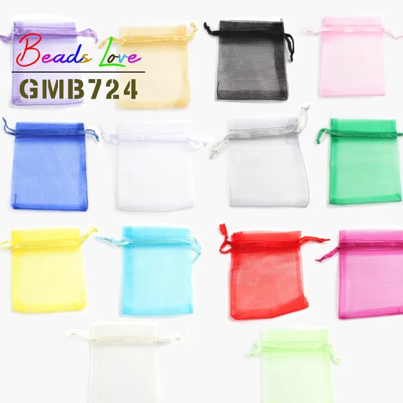 50pcs/lot 5x7cm 7x9cm 9x12cm 10x15cm Drawstring Organza Bags Jewelry Packaging Bags Candy Wedding Bags Wholesale Gifts Pouches