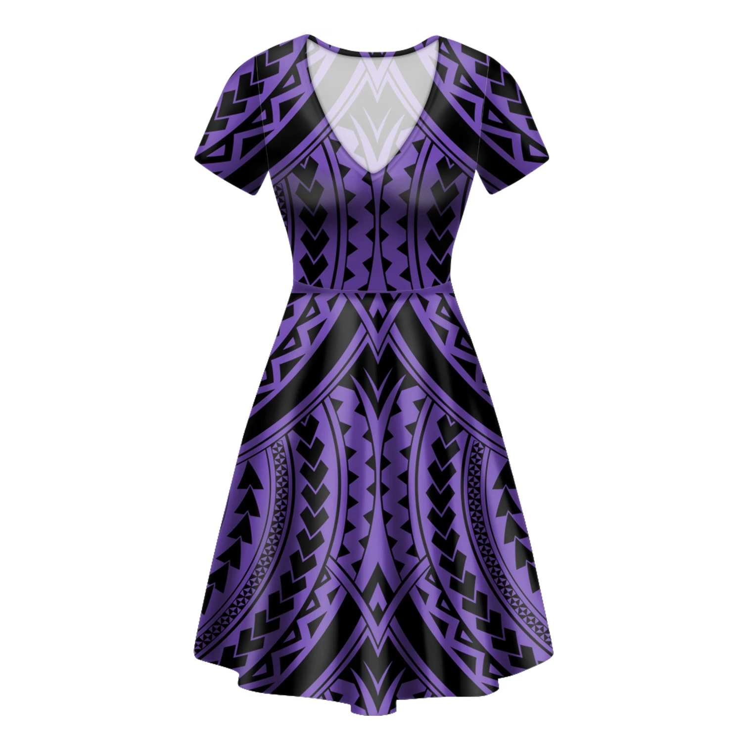 

2021 New Hawaiian Print Summer Dress V-Neck Fashion Polynesian Plus-Size Elegant Waist Luxury Banquet Evening Dress