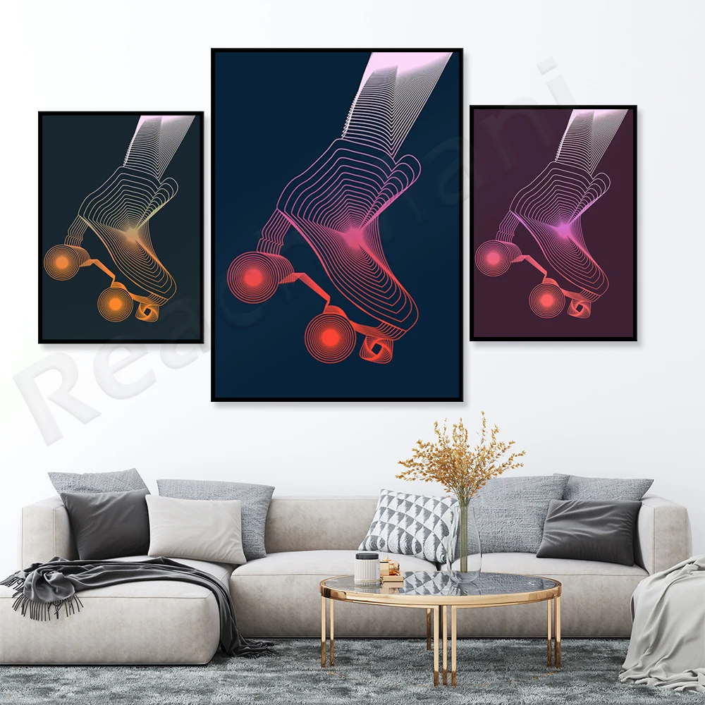 Skate line art Giclee print, roller skating wall art, roller skater gift, home decor gift poster