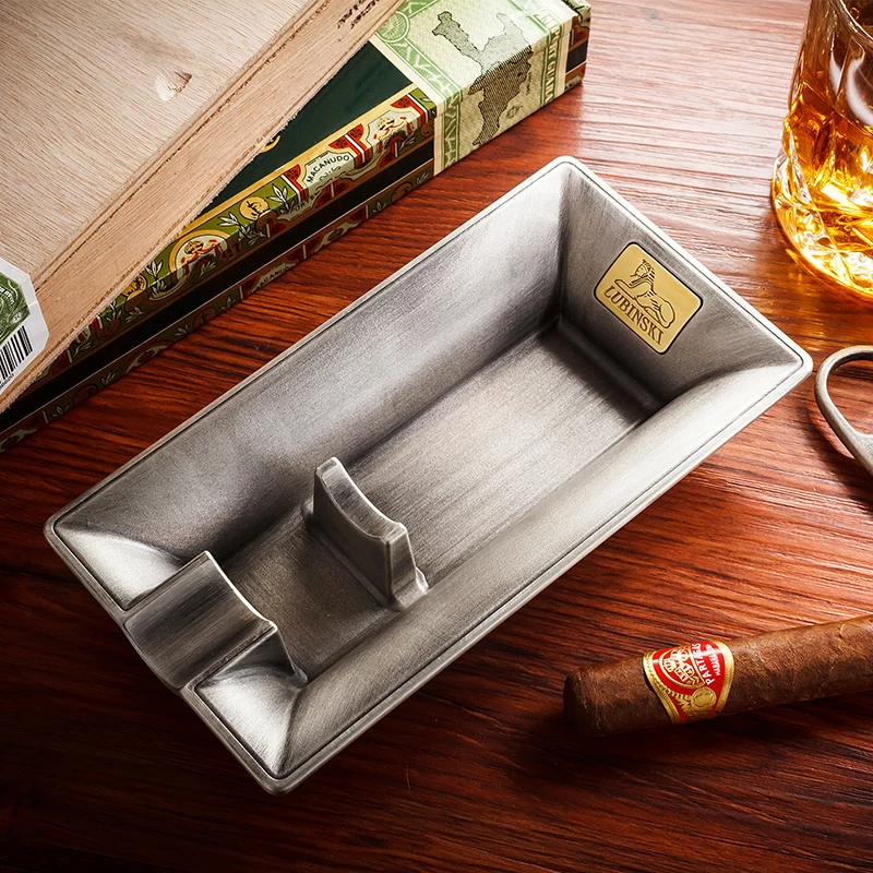 Lubinski Medal Cigarette Cigar Ashtray Single Cigar Holder Home Travel Portable Retro Tobacco Ash Tray Professional