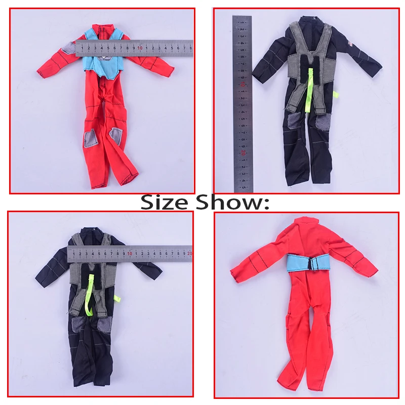 1/6 Scale Action Figure Accessory Male Clothes BK/Red Pilot Coverall Suit Pilot Uniform Jumpsuit Coat For 12Inch Body 1/6 Figure