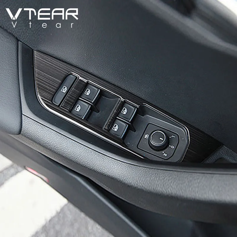 Vtear For Skoda Karoq Window Glass Lifting Button Switch Cover Trim Car Door Armrest Panel Lifter Bezel Decoration Accessories