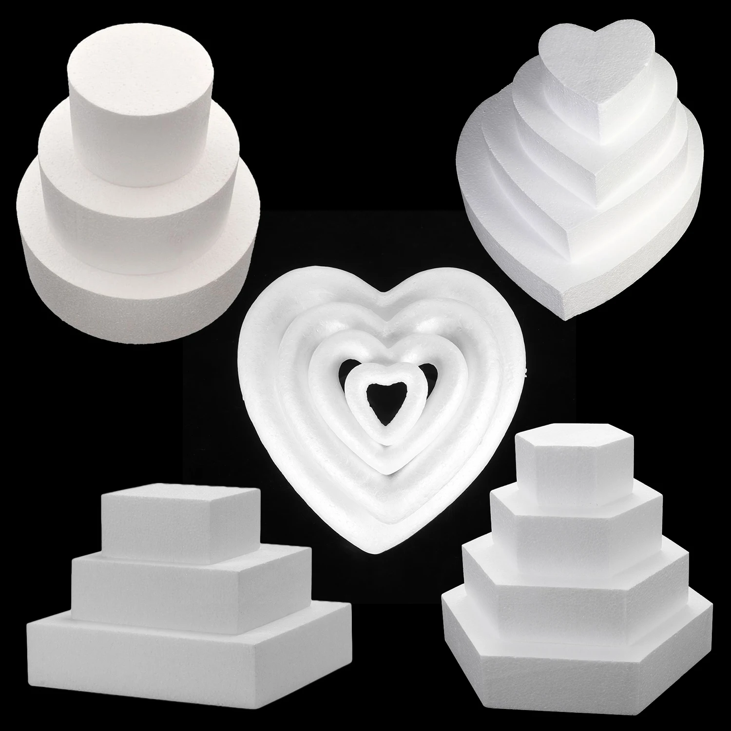 4/6/8 Inch Round Cake Foam Mould Polystyrene Sugarcraft Dummy Practice Model Kitchen Accessories Party DIY Decorations