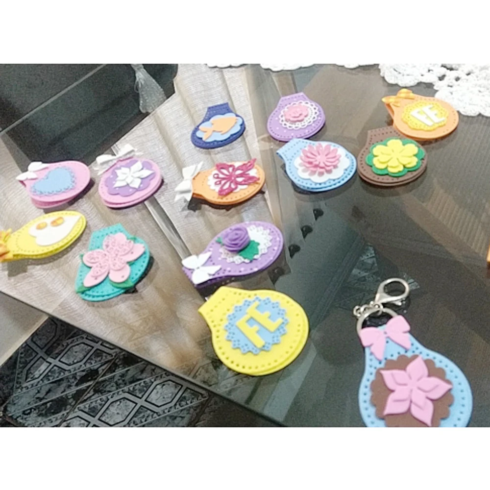 Stitched Key Fob Metal Cutting Dies Decorative Scrapbooking Steel Craft Die Cut Embossing Paper Cards Stencils