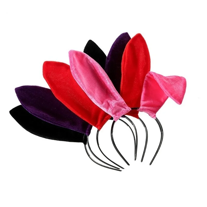 12pcs    Long Bunny Ears Headwear Rabbit Ear Headband  Party Costume  Black Red  Wedding Festival