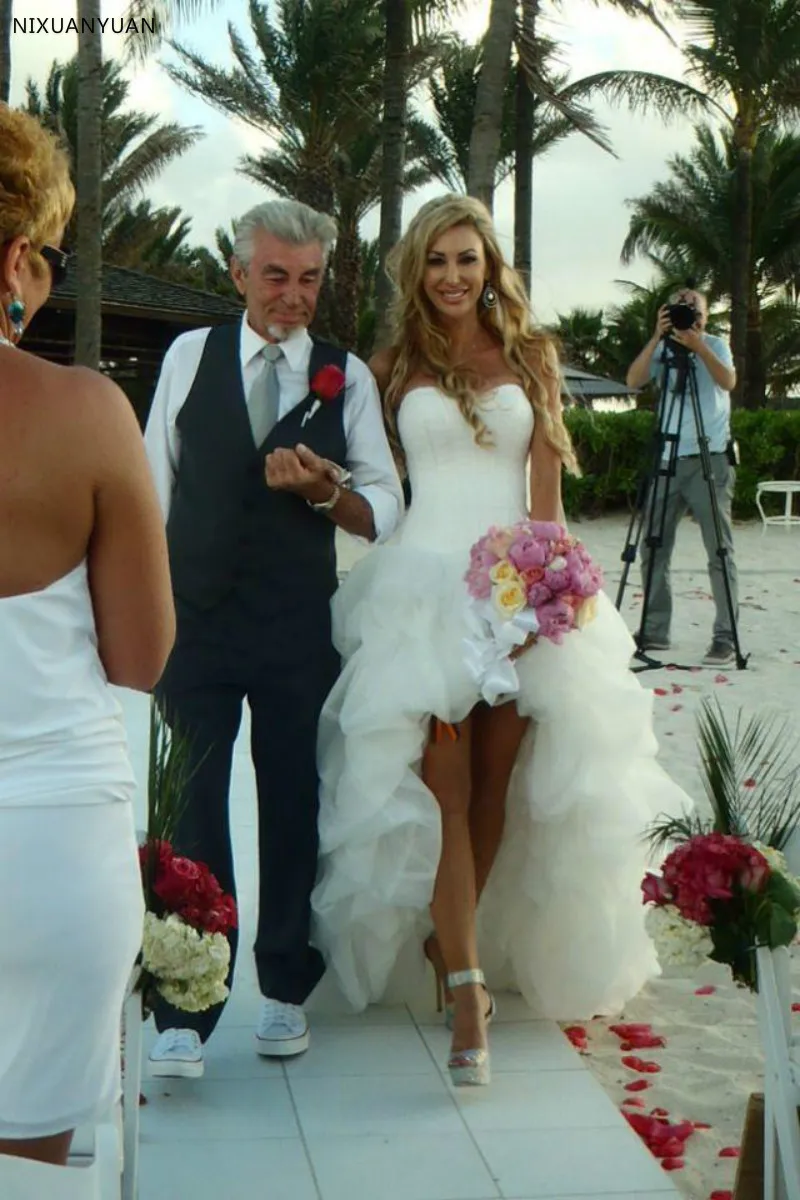 Vestido De novia De corte en A para playa, traje De novia con parte delantera y trasera larga, 2023