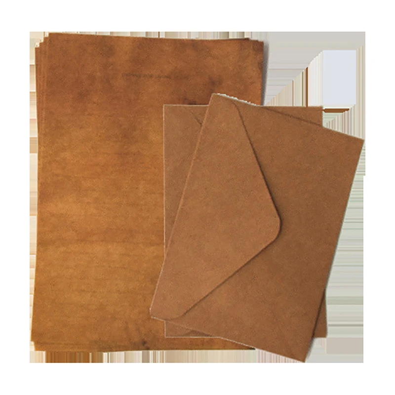 12pcs/set Vintage Kraft Paper Envelopes Letter Paper Set Writing Pad Invitations