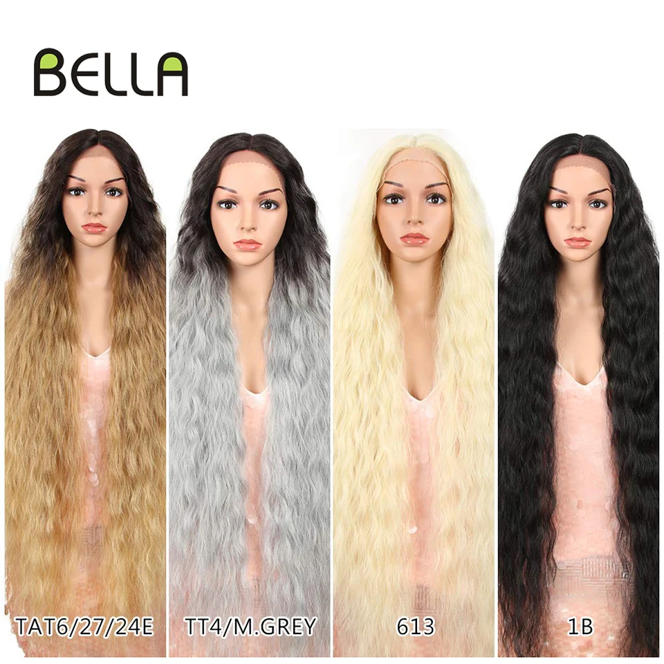 Bella – perruque synthétique bouclée pour femmes, postiche de Cosplay de 42 pouces de Long, Blonde 613, rose, colorée