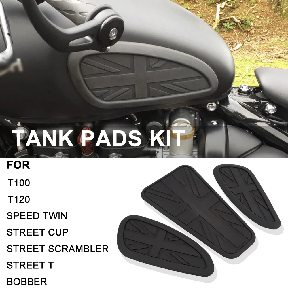 

Side Fuel Knee Tank Pad Rubber Stickers Twin 1200 Motorcycle FOR Enfield Retro Thruxton 2016 2017 2015 2014