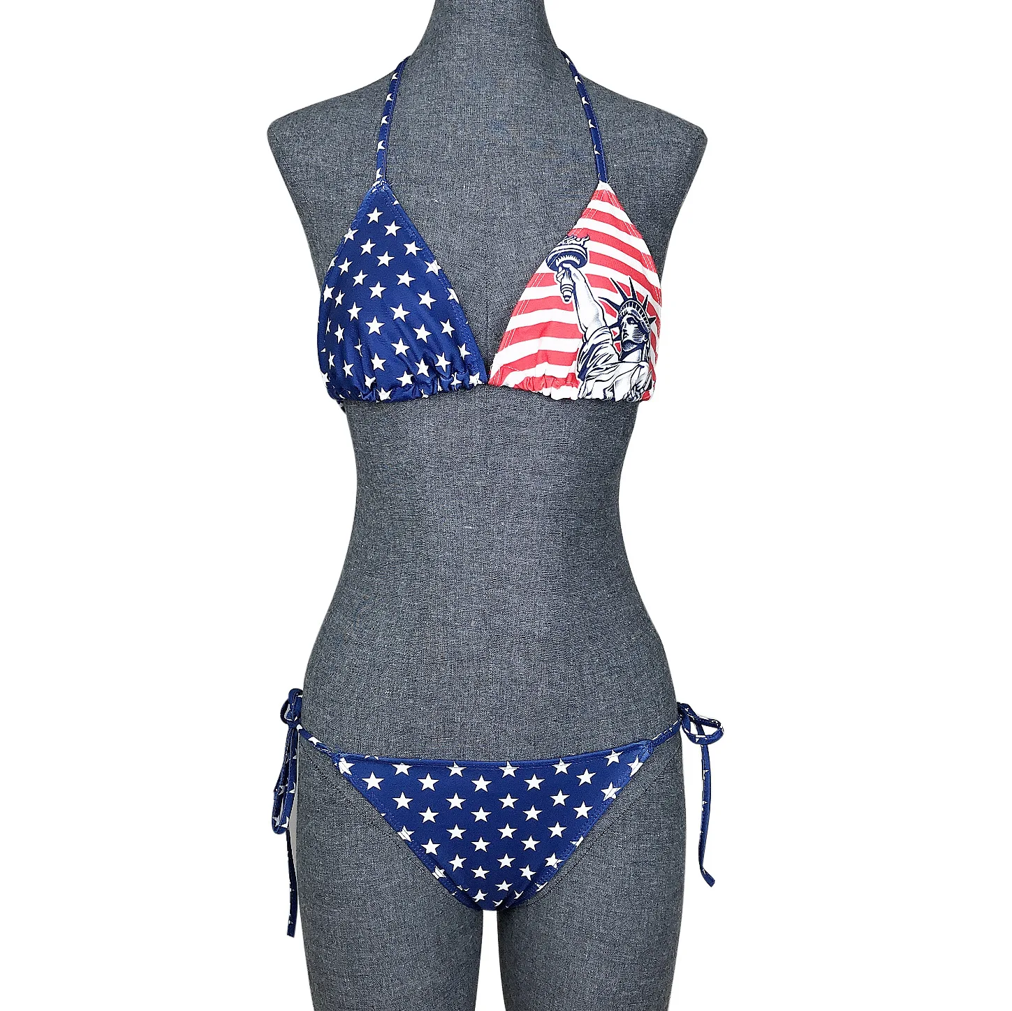 Woman bikini swimsuit American Flag Print Padded Two Pieces Bathing Suit women Top With High Waisted Bottom Bikini Set