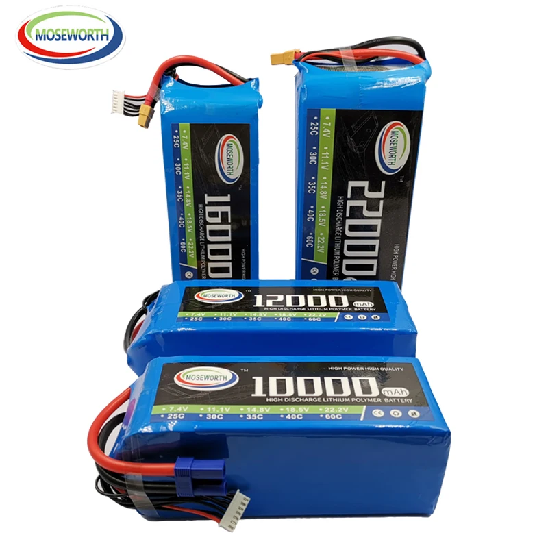 Moseworth 2S 3S 4S 5S 6S RC LiPo Battery 7.4V 11.1V 14.8V 22.2V 10000 12000 16000 22000mAh 25C For RC Car truck helicopter Boat