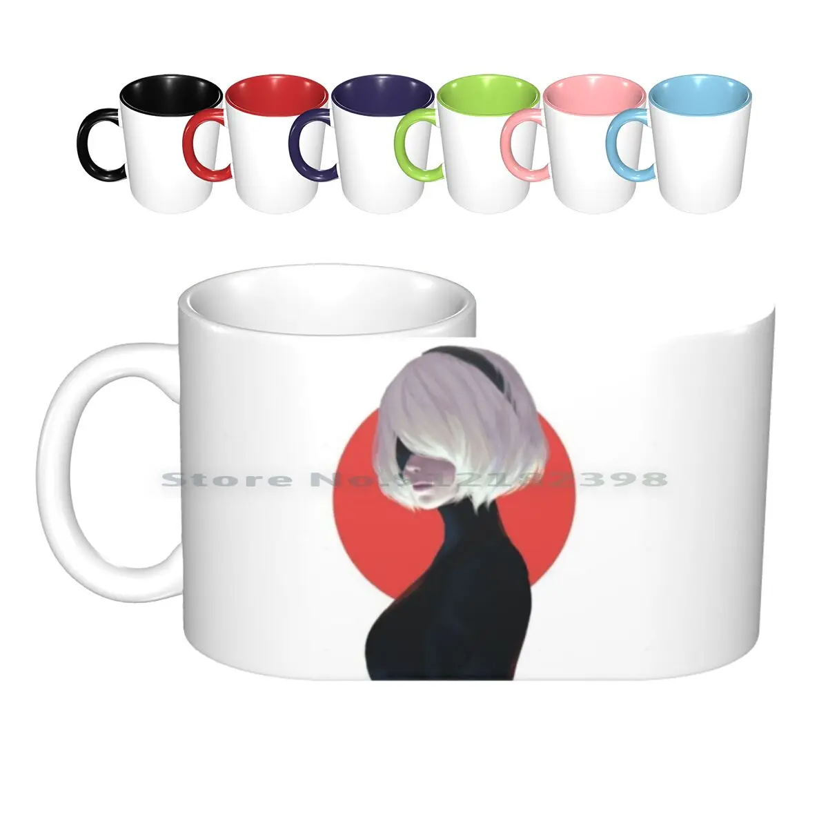 Nier Automata 2b Ceramic Mugs Coffee Cups Milk Tea Mug 2b Deny Deny Automata Ps4 Sexy Girls Japan Creative Trending Vintage