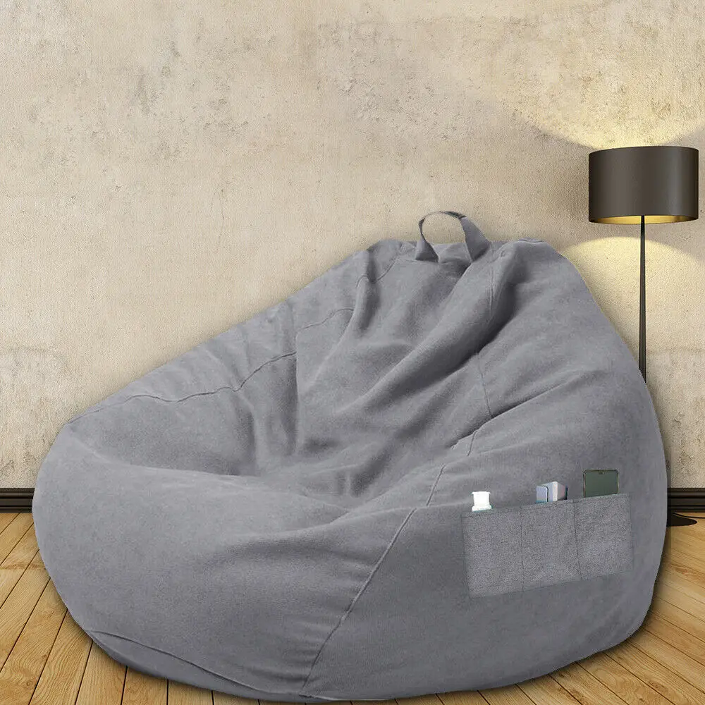 Large Lazy Sofas Cover Chairs Without Filler Adults Bean Bag Chair Couch Living Room Bedroom Home Tatami Lounger Seat