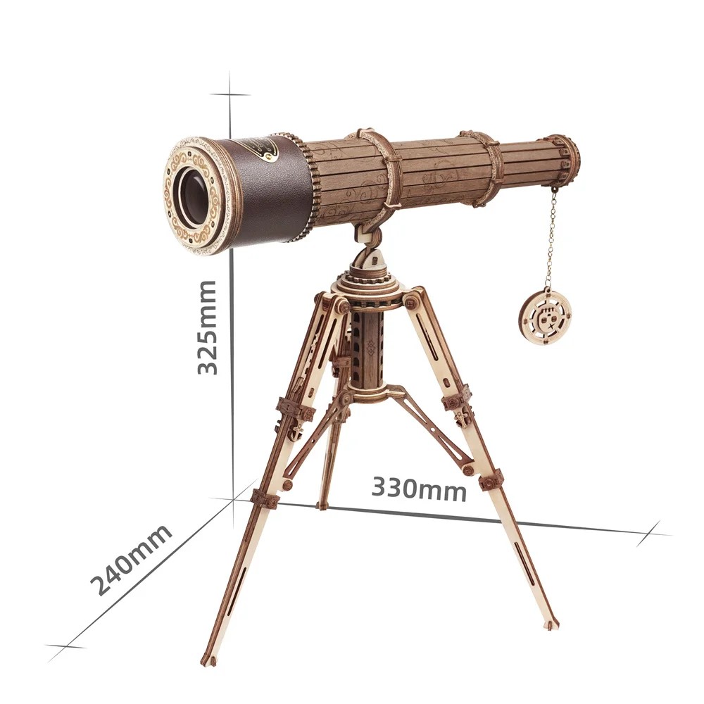 Robotime-Telescopio de madera armable para niños y adultos, kits de construcción de monocular de juguete, ideal para regalo, DIY, modelo Rokr, por